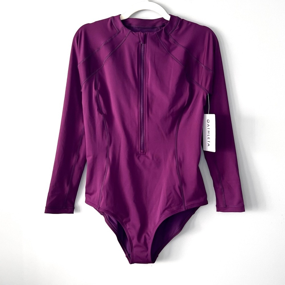 Athleta Sun Shield One Piece Rashguard Swimsuit | Purple | Size Medium Tall - Picture 2 of 9